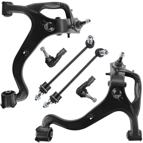 Image of Detroit Axle - 6pc Front Control Arms Kit for 2005-2009 Land Rover LR3, 2 Lower Control Arms with Ball Joint Assembly 2 Sway Bar Links 2 Outer Tie Rods 2006 2007 2008 Replacement