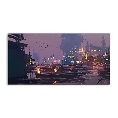 Image sur verre 100x50cm salon deco murale moderne tableau paysage nuit