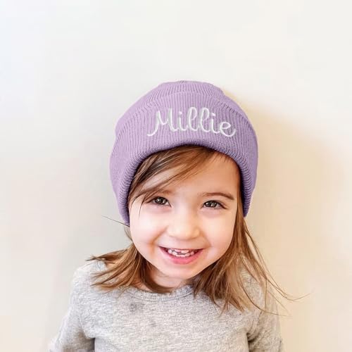 Custom Grey Beanie Hats for Baby Girls Boys - Personalized Embroidered Beanies with Name for Kids Teens Adults3