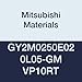 Mitsubishi Materials GY2M0250E020L05-GM VP10RT Series GY Carbide Grooving Insert for Medium Feeds, Coated, Sintered Peripheral, Left, E Seat, 0.098" Grooving Width, 0.008" Corner Radius (Pack of 10)