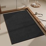 Mecko Bath Mat, Ultra Absorbent Quick Dry Bathroom Floor Mats-Upgraded Thin Cozy Cloth Bathroom Mat(Black,16'x24')