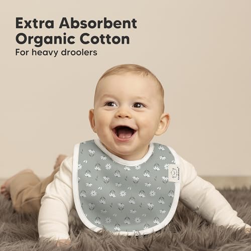Image of 8-Pack Organic Baby Bibs for Boys, Girls - Soft Cotton Drooling and Teething Bibs for Baby Girl & Boy, Extra Absorbent, Easy to Clean & Put On for Toddler, Newborn, Infant 0-24 Months (Fleur)