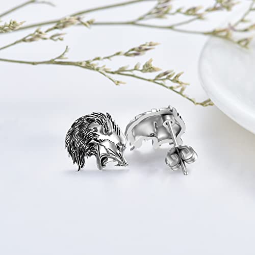 Wolf Stud Earrings 925 Sterling Silver Gothic Earrings Wolf Head Jewelry For Women Men Halloween Valentine Birthday Gift #TOP2
