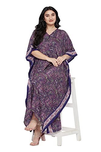 Image of Oussum Women Polyester Casual Long Plus Size Beach Caftan Cover Up Maxi Dress 1X-3X Summer Kaftan Dresses for Women