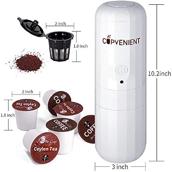 Portable Espresso Maker, Single Serve Coffee Brewer, Compatible with K-Cup Capsule and Ground Portable Coffee Machine, Battery-driven Coffee Tea Brewing