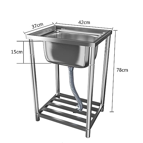 Évier en acier inoxydable à cuve simple avec support de lavage stable - 2