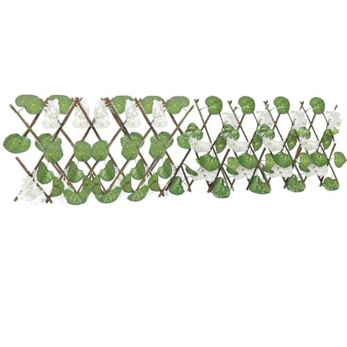 Toyvian Extendable White Privacy Fence Trellis Artificial Cherry Blossom Flowers for Outdoor Balcony Garden Decorative Lattice Panels Privacy Screen