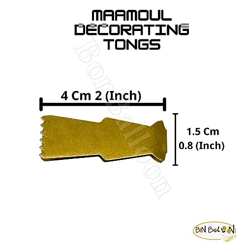 bonballoon Maamoul Tongs, 6 Pcs Food-Tongs - Metal, High: 2 inches = 5 cm, Width: 0.8 inches = 2 cm, Gold, 36gm