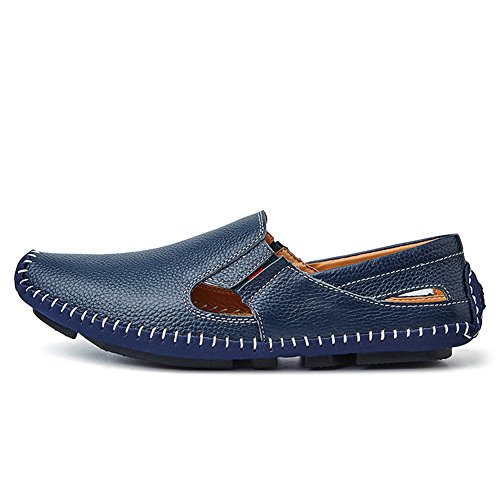 Image of Men's Driving Shoes Leather Slipper Casual Slip on Loafers | Top Grain Leather Upper, Moccasin Toe, Slip-on, Traction Rubber Outsole, Mens Dress Shoes, Mens Casual Loafers