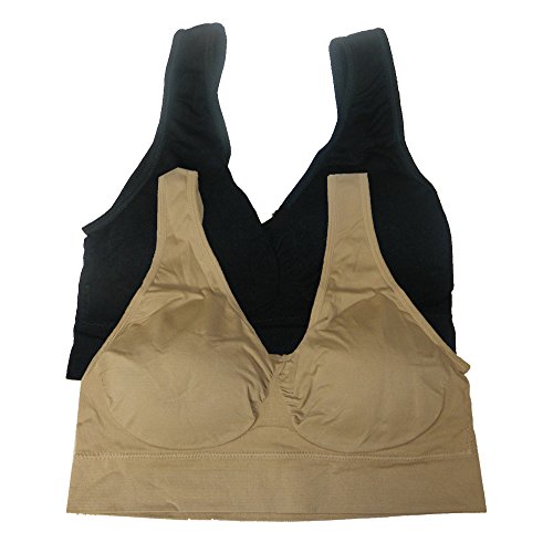 Coobie Comfort Bra,Medium,2 Pack: Black & Nude.2 Pack: Black & Nud