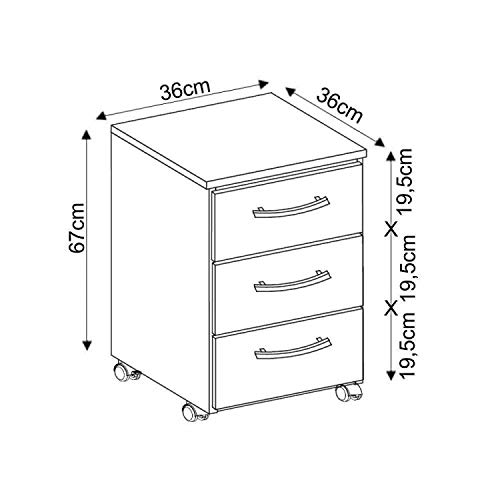 Gaveteiro 3 Gavetas Berlim Siena Móveis Avelã/Amarelo