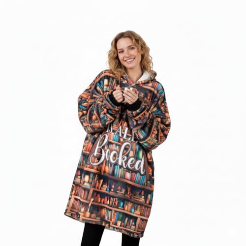 Huglanket Book Lovers Gifts, My Weekend is All Booked, Wearable Blanket Hoodies for Adults, Oversized Flannel Hooded Blankets, One Size Fits All