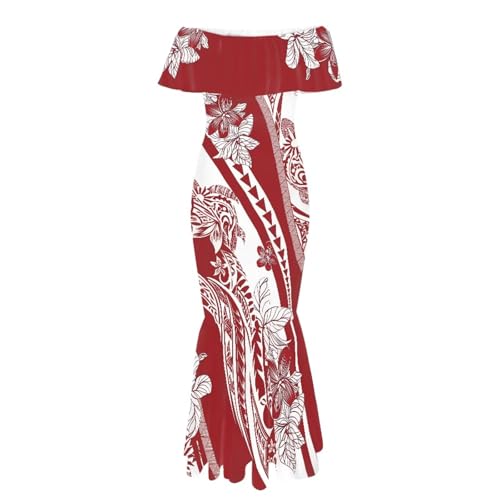 Image of Polynesian for Women S-7XL Off Shoulder Maxi Dress Hawaiian Summer Dresses