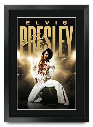 Image of HWC Trading Elvis Presley Music Gifts Printed Signed Autograph Picture for Music Memorabilia Fans (ID-000180) - A3 Framed
