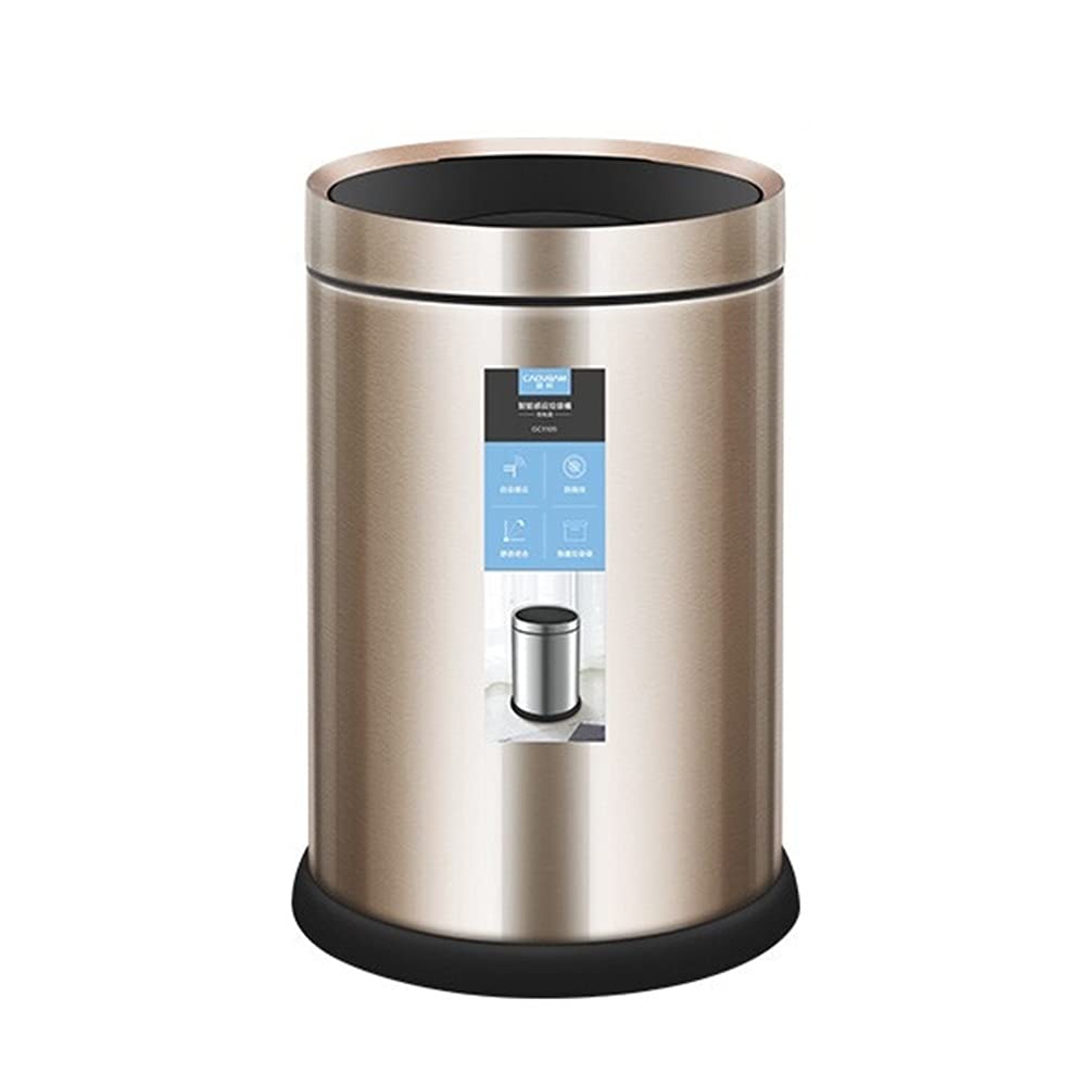 Smart Sensor Trash Can, Automatic Household Stainless Steel Waterproof Design with Cover Mute Opening and Closing Bathroom Sanitary Bucket(9L)