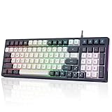 RedThunder K96 Kabelgebundene Gaming-Tastatur, Kompakte 96-Tasten-Tastatur mit Mechanische Haptik, RGB-Hintergrundbeleuchtung, Ergonomische Anti-Ghosting-Tastatur für PC Mac PS5 Xbox ONE/Series Gamer