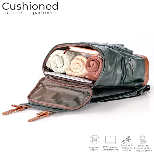 Image of LOGGIN 15.6 Inch Unisex Laptop Backpack for Men & Women | Premium Vegan Leather Water-Resistant Bag | Stylish Office, College & Travel Backpack with Anti Theft Design Multiple Pockets