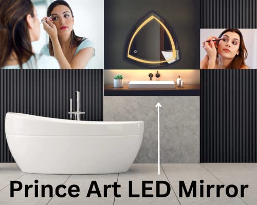 Image of LED Mirror Glass Bathroom Wall - Decorative Led Mirror with Touch Sensor Lights Cabinet Vanity Wall Design Darpan Full Length for Home (21x21 Inch Round DH1)