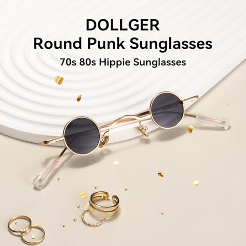 Dollger Punk Polarized Sunglasses 70s Hippie Circle Small Sun Glasses2