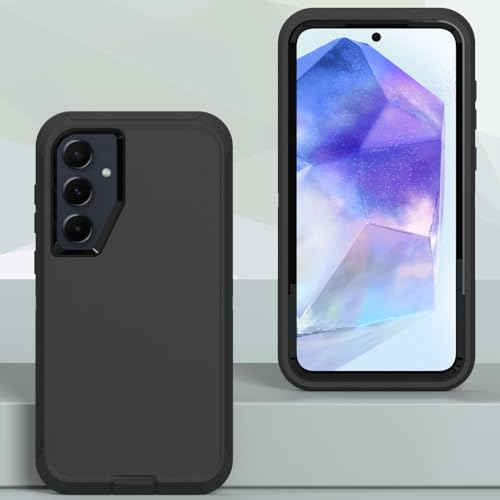 Image of Case for Galaxy A55, Heavy-Duty Tough Rugged Shockproof Drop Protective Cover Cases for Samsung Galaxy A55, Black