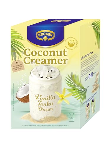 KRÜGER Coconut Creamer Vanilla Tonka veganes Instantpulver mit Kokosmilchpulver cremig & leicht 10x 20g Sachets