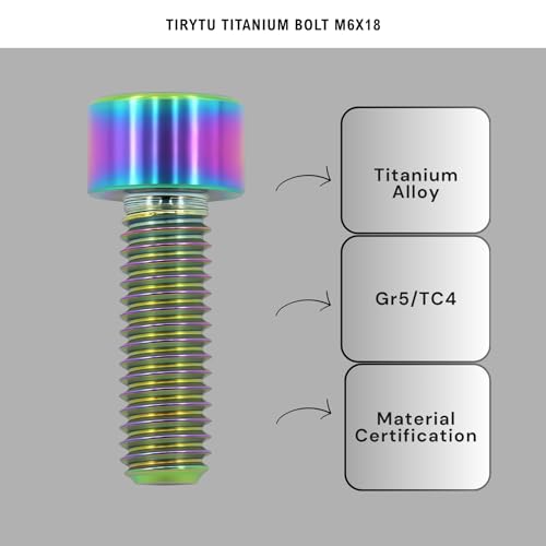 Image of Lightweight Titanium Bolts M6x18, Colorful, 6PC | Lightweight Hex Socket Screws, MTB /Road Bike /Motorcycle, Corrosion Resistant, Marine Grade Fasteners