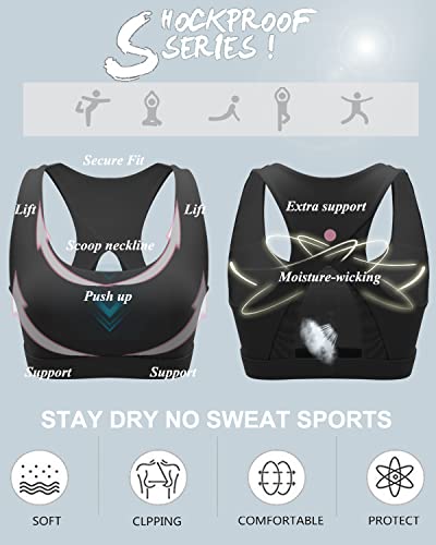 Image of RUNNING GIRL Sports Bra for Women,High Impact Large Bust Padded Sports Bra Fitness Workout Running Yoga Tank Tops (WX2827Black,L)