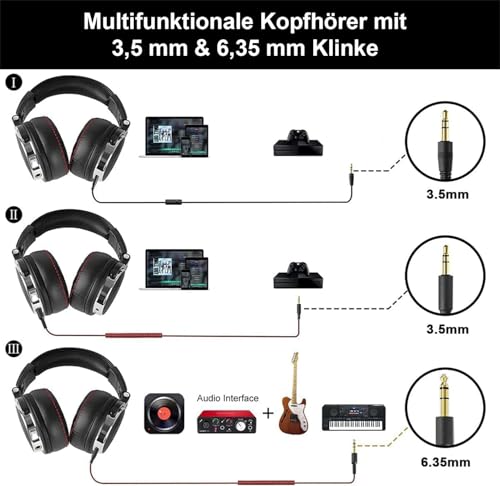 OneOdio Over Ear Kopfhörer mit Kabel, HiFi Studiokopfhörer mit Hi-Res, 50mm Treiber, Share-Port...
