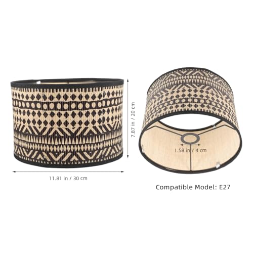 DOITOOL 12 Inch Boho Bamboo Lamp Shade, Printed Drum Cover Replacement for Table Lamps Floor Light Vintage Pendant Fixture by DOITOOL - Used condition - Image 3