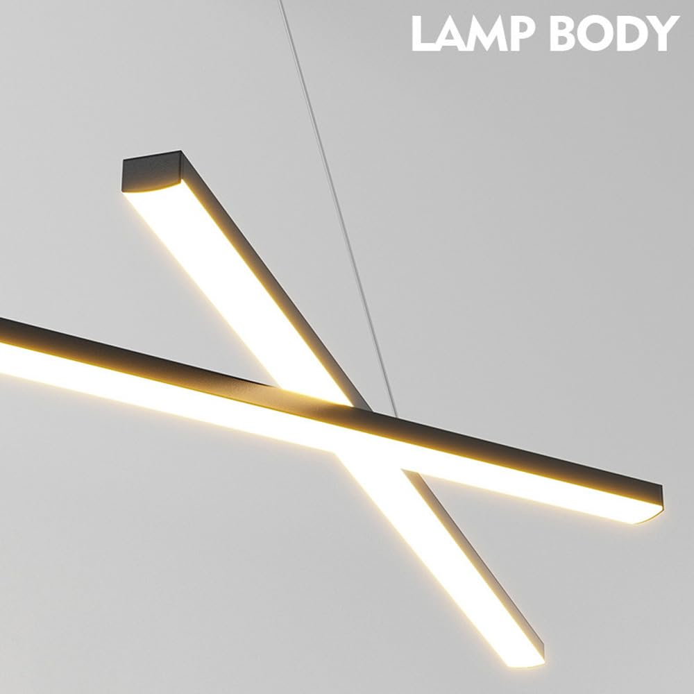 Lampadario lineare moderno bianco con striscia lunga, dimmerabile, per isola cucina, lampadario da soffitto industriale da fattoria nero da 30 W, per sala da pranzo, tavolo, soggiorno, ufficio, risto