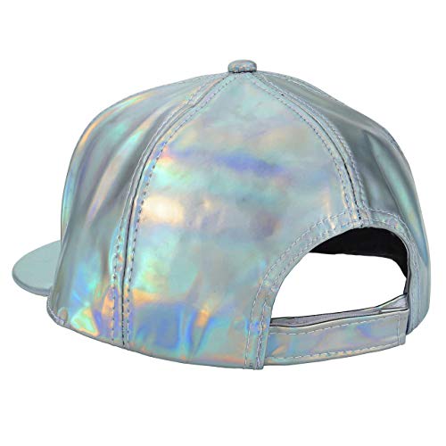 Faleto Adjustable Shiny Holographic Baseball Cap Rainbow Reflective Hip Hop Rave Hat Metallic Casual Cap #TOP4