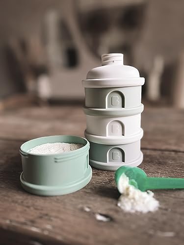 Image of BEABA Formula and Snack Container, Baby Formula Dispenser, Toddler Baby Snack Storage Container, Holds up to 11 Doses of Milk Powder Per Compartment, Made in France, Sage