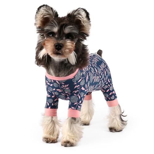Image of Dog Recovery Suit Female Male Dog Onesie for Surgery, Fit for Small Dog Breed Dog Body Suits After Surgery Dog Surgical Suit Pink /Blue Flower /XL
