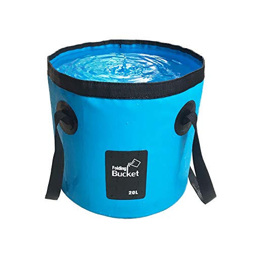 MMSGA Cubo Plegable de 12 L y 20 L, portátil, Multifuncional, Plegable, para Estanque, contenedor de Agua para Pesca, Camping, jardinería (Azul, 20 L)