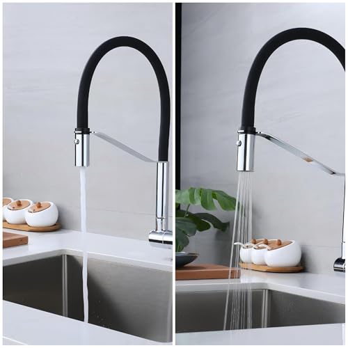 SJQKA Vorfenster Küchenarmatur Aus 360° Verstellbarer-Wasserhahn Küche Mit 2 Strahlarten, 360° Drehbare Armatur Und Unterfenstermontage, Ideale Mischbatterie Für Küchen Unter Dem Fenster (chrom)