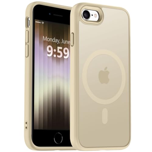 MOCCA Strong Magnetic for iPhone SE Case 2022/iPhone SE 2020 Case/iPhone 7 Case/iPhone 8 Case [Compatible with Magsafe] Slim Thin Translucent Matte Protective Cover Phone Case 4.7'', Light Gold