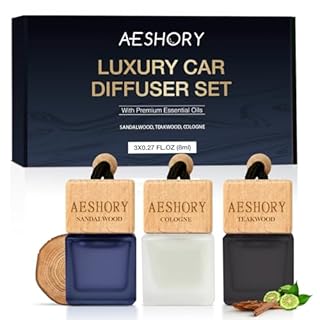 Aeshory Car Air Freshener Hanging 3 Pack – Wood Car Freshener - Sandalwood & Teakwood & Cologne Scents,Car Fresheners Long Lasting Up to 60 Days, Car Air Freshener Men,0.27 FL OZ/8ML