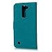 MOLLYCOOCLE LG K10 Case, Wallet Case Premium PU Leather Embossed Butterfly Flower Pattern Soft TPU Inner Bumper Skin Phone Cover Case for LG K10 (2016) - Blue