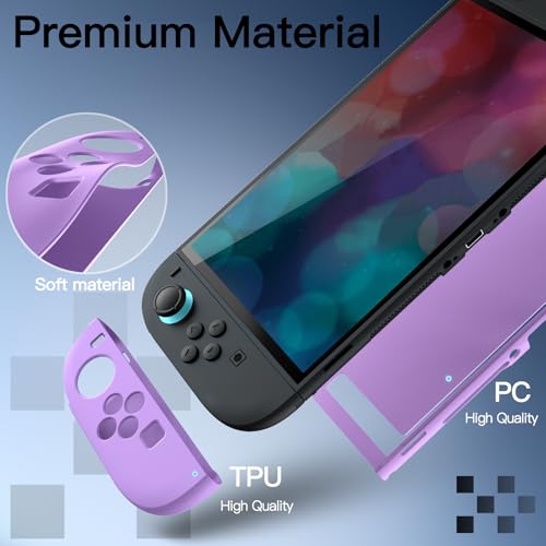 Image of JETech Slim Dockable Case for Nintendo Switch 2 (2025) 7.9 Inch, Soft TPU Grip Cover for Joy-Con Detachable, Matte Carrying Protective PC Back Shell, Anti-Scratch (Light Purple)