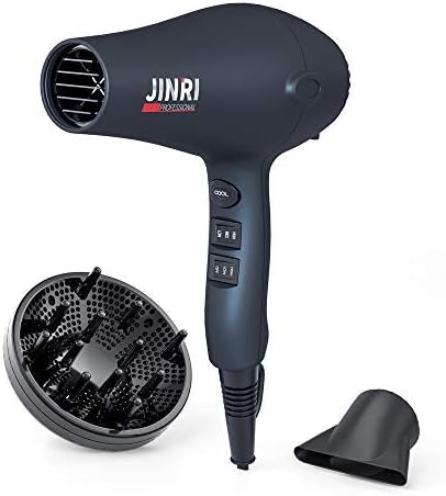 Powerful Salon Lightweight Hairdryer, Professional Ionic Hair Dryer with Diffuser Concentrator Nozzle, Quiet Fast Blow Dryer