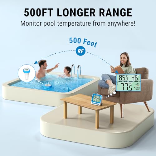 Image of TempPro Waterproof Wireless Pool Thermometer Easy Read, Digital Pool Thermometer Floating for Swimming Pool, Hot Tub, Cold Plunge, Pond, Upgraded IPX8 Water Temperature Monitor (Previously ThermoPro)