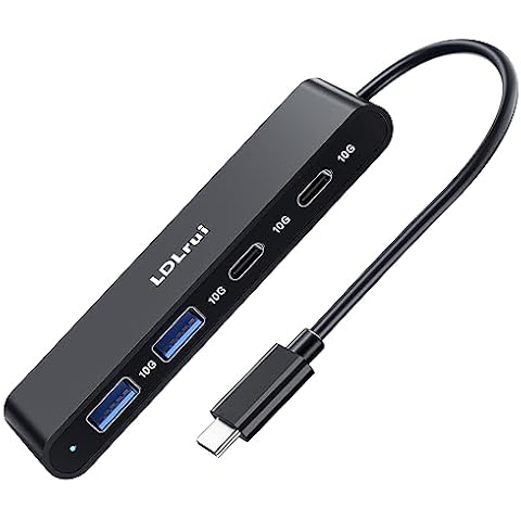 LDLrui USB C Hub Multiport Adapter[No Charging&Video Output],10Gbps USB 3.2 Hub with 2 USB-C and 2 USB-A Ports for MacBook Air,iMac,Mac Mini,XPS,iPhone 15 Pro/Pro Max to Expand Ports Cover