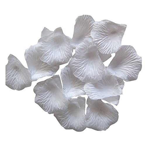 Lot de 100 pétales de rose artificiels en soie pour mariage, fête nuptiale et décoration de table (blanc, taille unique)