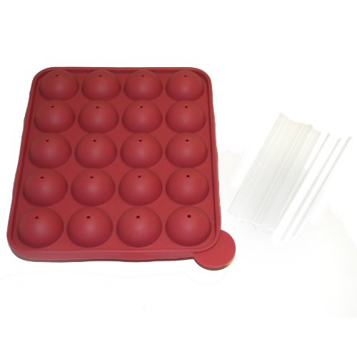 Norpro 3602 Silicone Cake Pop Pan With 20 Reusable Plastic Sticks, Red, One Size #TOP2