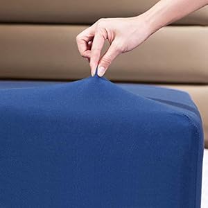 Family Bedding Single Fitted Sheet - Navy Bedding Deep Pocket - Soft Jersey 100% Cotton 4 Way Stretch Bed Sheets - Shrinkage and Fade Resistant. (Single (100x200cm), Navy Blue).