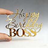 Acrylic Happy Birthday Boss Cake Topper-Happy Father's Day Cake Decoration for Boy Men Prince-Dad Birthday Party Decorations Supplies