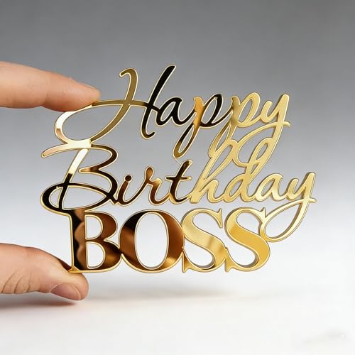 Acrylic Happy Birthday Boss Cake Topper-Happy Father's Day Cake Decoration for Boy Men Prince-Dad...
