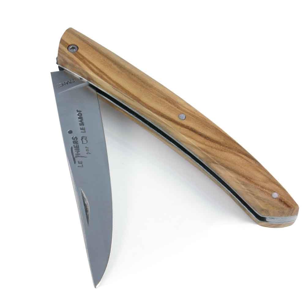 Couteau Laguiole - Manche en bois d'olivier - pliant - fabrication française artisanale - Le Thiers