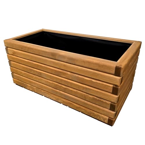 HolzGarden Pflanzkübel Holz Rechteckig 80x40x40 cm Imprägniert Farbe Pinia Wetterfest Blumenkasten Blumentopf Groß Außen Balkon Garten Pflanzkasten Outdoor 88l Serie FORNEA