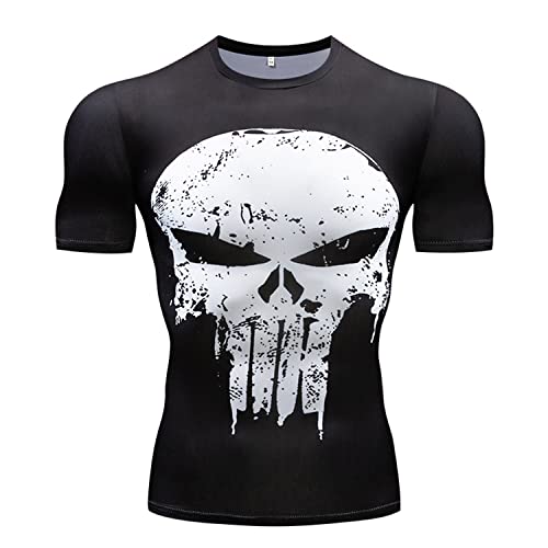 TIMWOODER Men's Compression Shirt, Soft Short Sleeve 3D Print Fitness